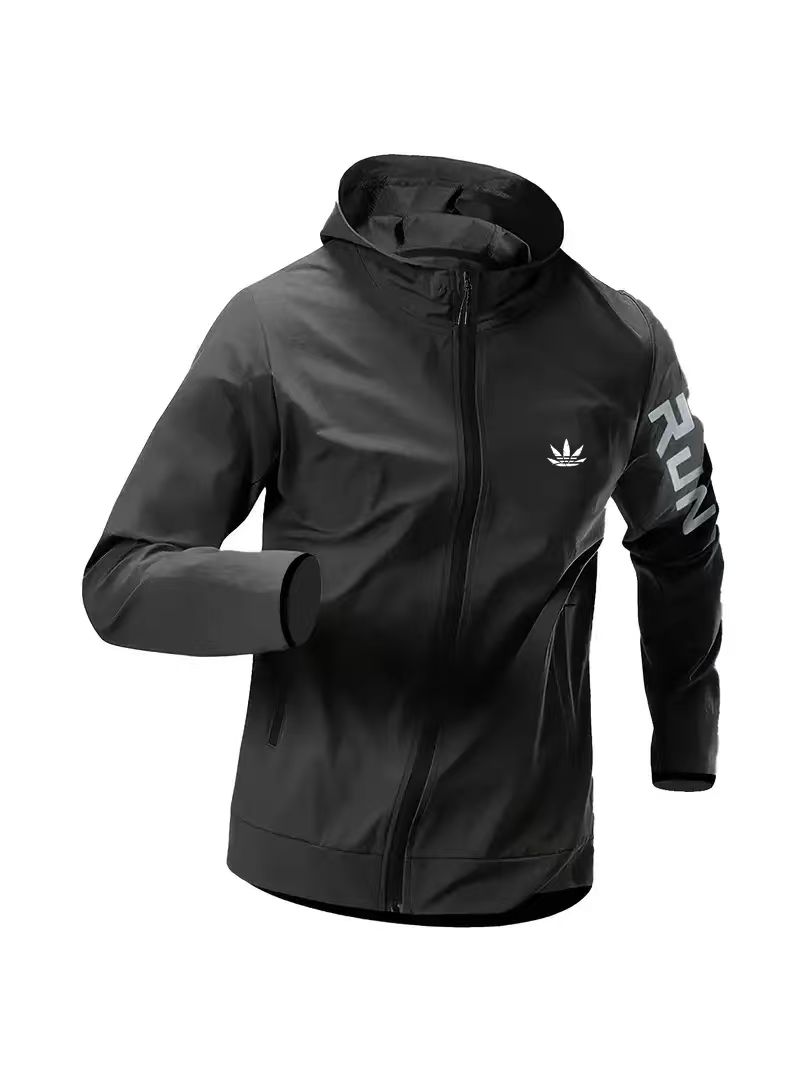 Reflective Running Jacket - Mens Run Hooded Windbreaker Jacket Waterproof